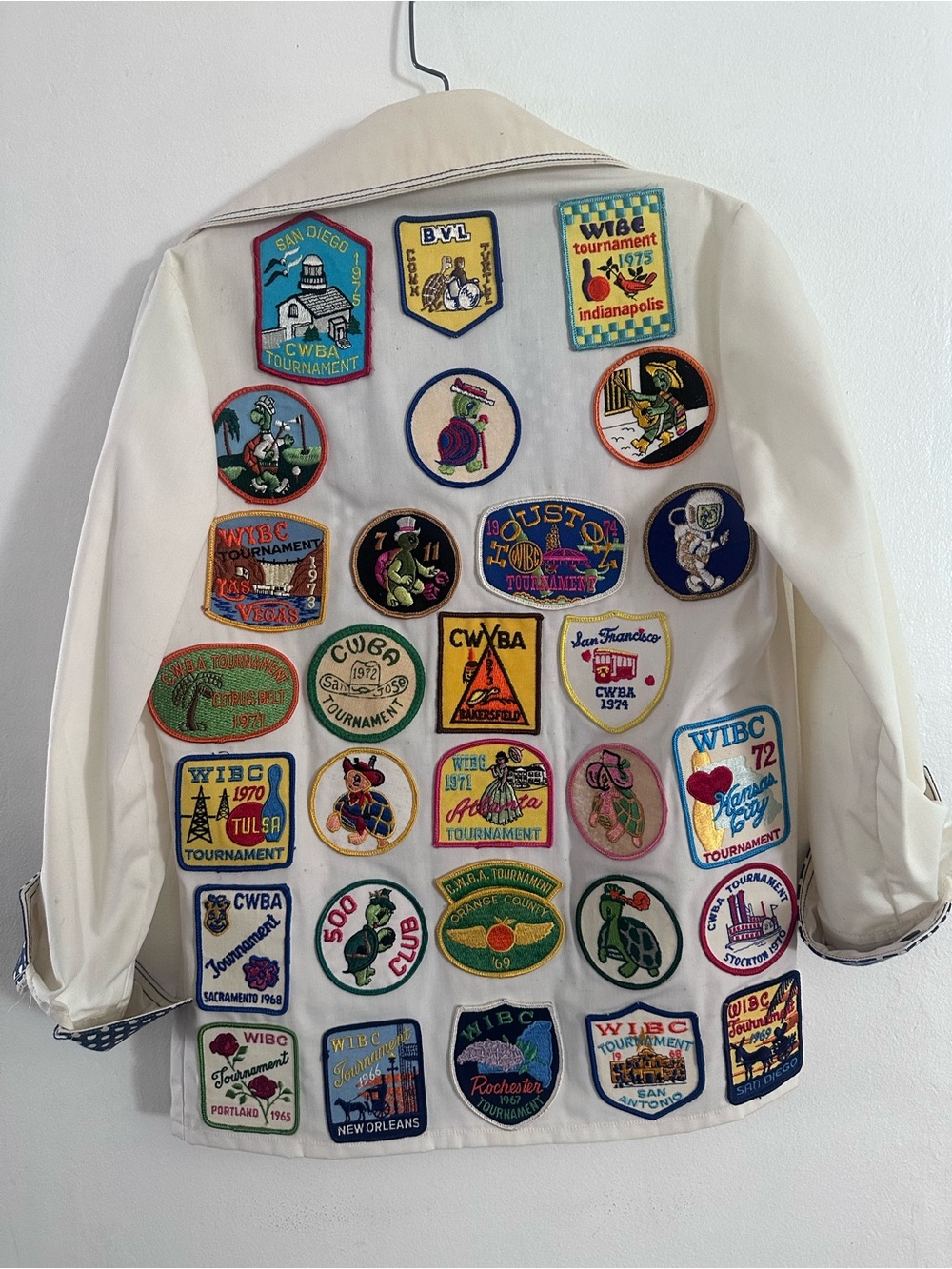 Vintage 60s 70s Bowling Jacket Small Women’s All-Over Patch WIBC USA